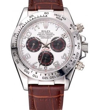AAA Replica Watches Leather Steel Strap Rolex Dial Daytona Brown White Stainless Case 0702